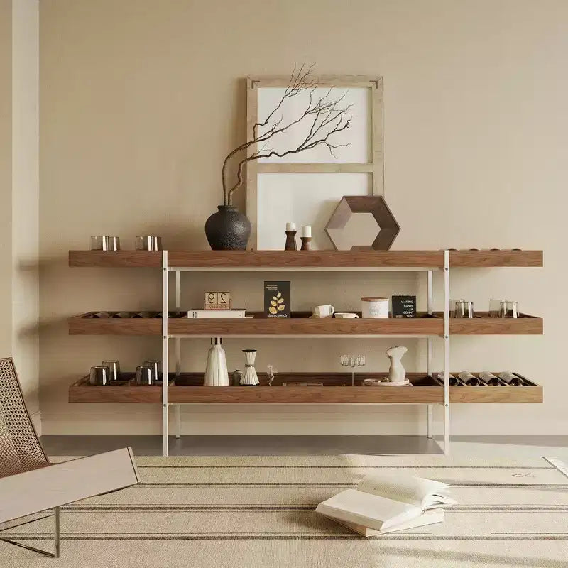 Luck Live Étagère de rangement multifonctionnelle style Mid-Century Moderne 200 cm pour salon et salle à manger, convient pour les vins, les livres et les décorations.