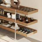 Luck Live Étagère de rangement multifonctionnelle style Mid-Century Moderne 200 cm pour salon et salle à manger, convient pour les vins, les livres et les décorations.