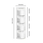 FurnitureR Bibliothèque rotative à 360°, étagère d'angle rotative à 4 niveaux, organisateur de rangement pour petit espace, étagère de rangement pour bureau, salon, blanc