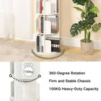 FurnitureR Bibliothèque rotative à 360°, étagère d'angle rotative à 4 niveaux, organisateur de rangement pour petit espace, étagère de rangement pour bureau, salon, blanc