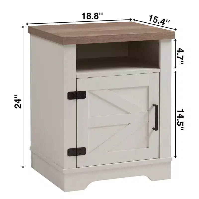 Table de chevet en bois de style campagnard Alametos de GDFStudio avec porte de grange