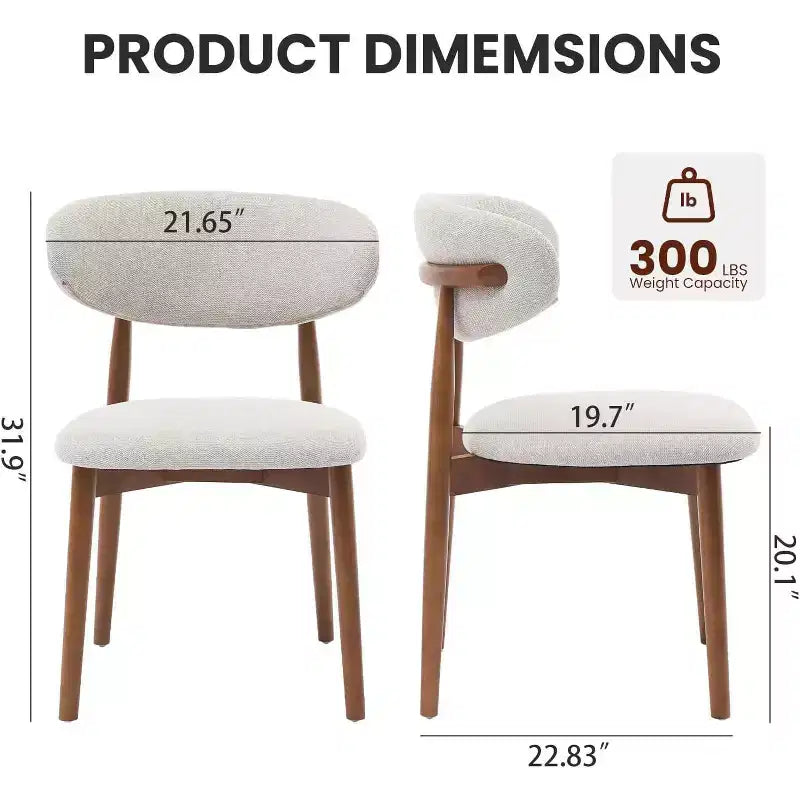 2 Chaises de Salle à Manger en Bois, Chaises de Cuisine Rembourrées en Tissu Moderne, Chaise de Dîner de Ferme pour Cuisine