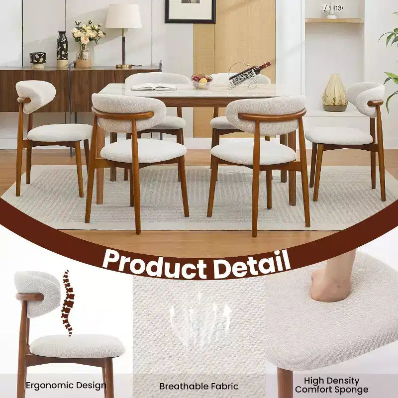 2 Chaises de Salle à Manger en Bois, Chaises de Cuisine Rembourrées en Tissu Moderne, Chaise de Dîner de Ferme pour Cuisine