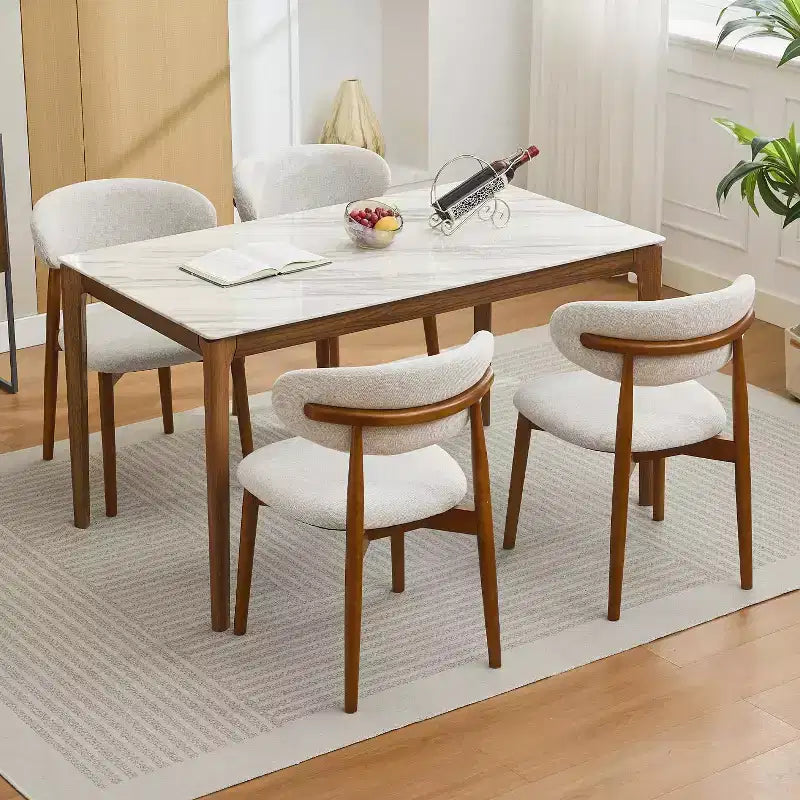 2 Chaises de Salle à Manger en Bois, Chaises de Cuisine Rembourrées en Tissu Moderne, Chaise de Dîner de Ferme pour Cuisine