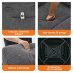 Fauteuil massant à bascule et inclinable pivotant à 360° avec fonction chauffante, fauteuil planeur en lin pour adultes, pochette latérale et 2 porte-gobelets – Confort pour le salon et la chambre à coucher