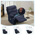 Fauteuil massant à bascule et inclinable pivotant à 360° avec fonction chauffante, fauteuil planeur en lin pour adultes, pochette latérale et 2 porte-gobelets – Confort pour le salon et la chambre à coucher