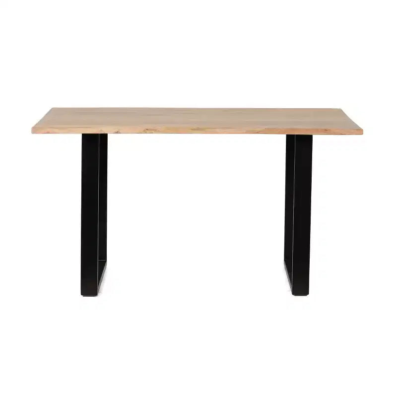 Table de salle à manger Okak 55 pouces avec pieds en boucle métallique, table de cuisine avec plateau en bois, table à manger pour salon, salle à manger, naturel+noir