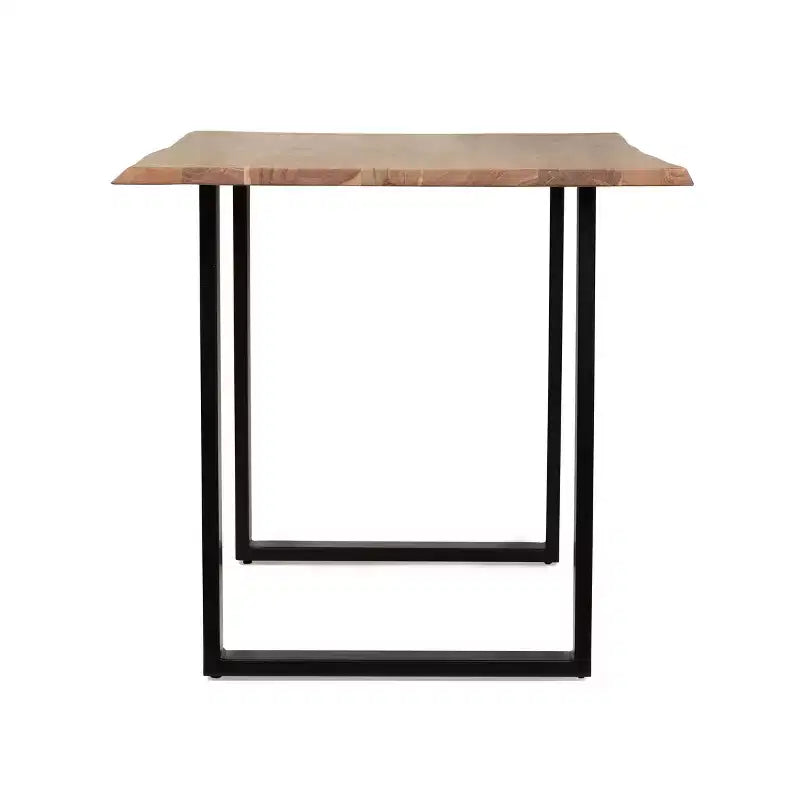 Table de salle à manger Okak 55 pouces avec pieds en boucle métallique, table de cuisine avec plateau en bois, table à manger pour salon, salle à manger, naturel+noir