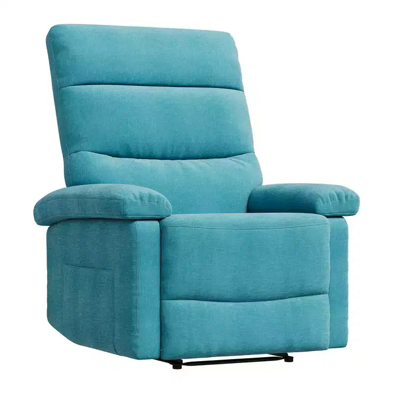 Fauteuil inclinable manuel pour adultes, fauteuil simple réglable en tissu avec pochette latérale et dossier ergonomique, idéal pour le salon, la chambre ou la chambre d'enfant.