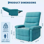 Fauteuil inclinable manuel pour adultes, fauteuil simple réglable en tissu avec pochette latérale et dossier ergonomique, idéal pour le salon, la chambre ou la chambre d'enfant.