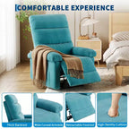 Fauteuil inclinable manuel pour adultes, fauteuil simple réglable en tissu avec pochette latérale et dossier ergonomique, idéal pour le salon, la chambre ou la chambre d'enfant.
