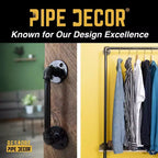 Porte-vêtements mural Pipe Decor de 24 po avec étagère en bois, Trail Brown