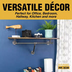 Porte-vêtements mural Pipe Decor de 24 po avec étagère en bois, Trail Brown