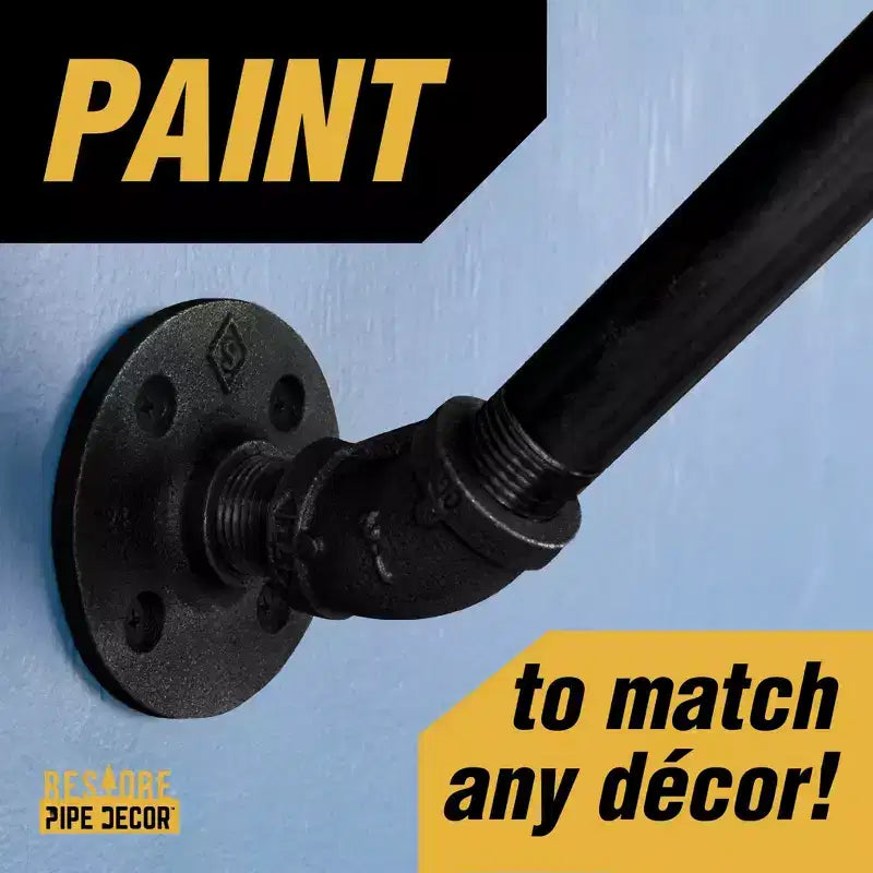 Porte-vêtements mural Pipe Decor de 24 po avec étagère en bois, Trail Brown