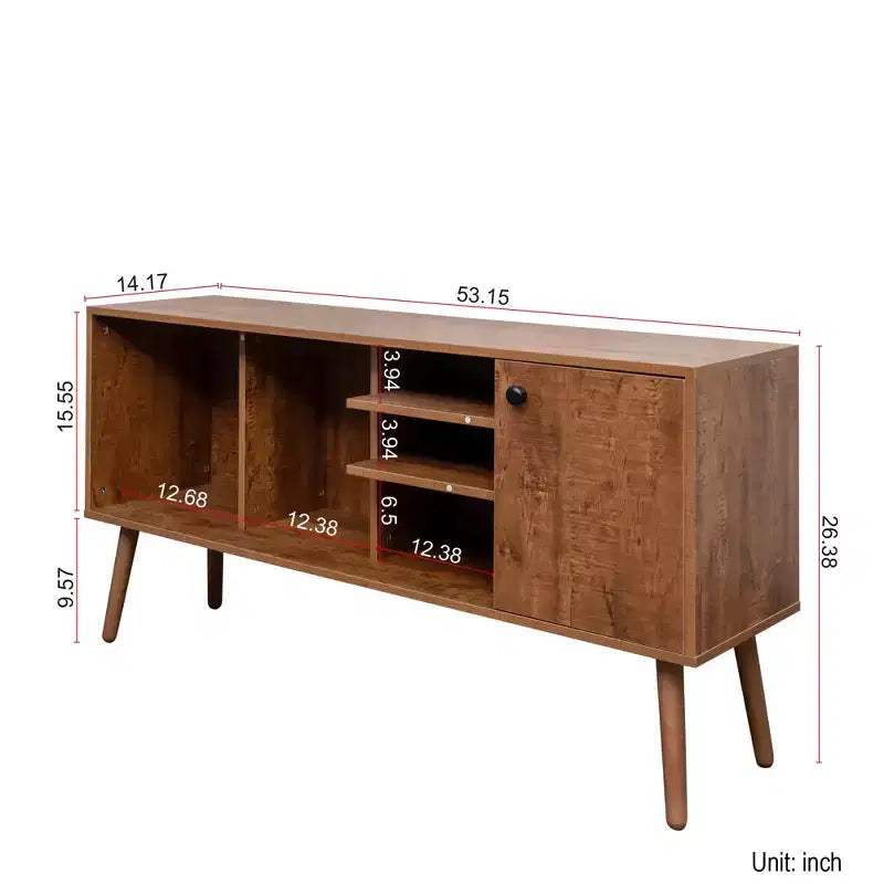 Meuble TV CLIHOME avec 1 compartiment de rangement et 3 étagères, meuble de rangement pour salon ou entrée