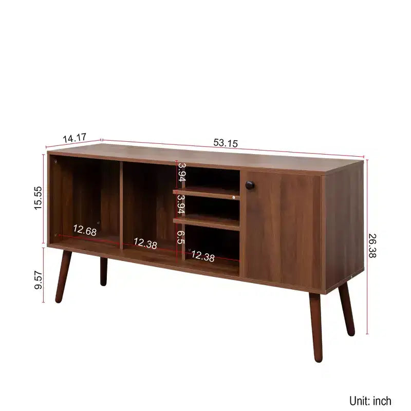Meuble TV CLIHOME avec 1 compartiment de rangement et 3 étagères, meuble de rangement pour salon ou entrée