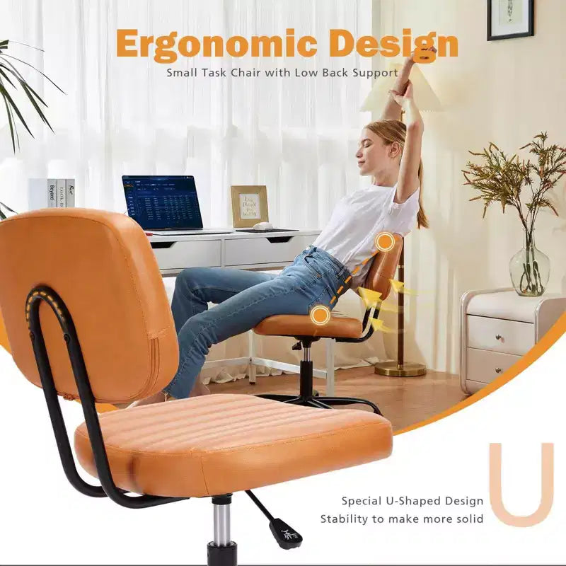 MAYEERTY Chaise de Bureau sans Accoudoirs en Cuir PU Pivotante à 360° Réglable en Hauteur 17.71-21.45
