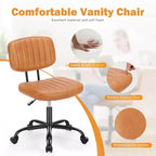 MAYEERTY Chaise de Bureau sans Accoudoirs en Cuir PU Pivotante à 360° Réglable en Hauteur 17.71-21.45