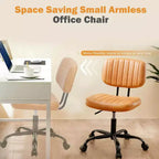 MAYEERTY Chaise de Bureau sans Accoudoirs en Cuir PU Pivotante à 360° Réglable en Hauteur 17.71-21.45