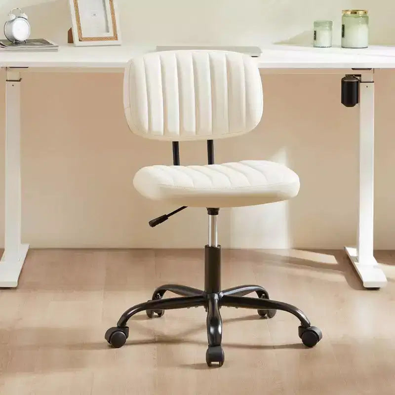 MAYEERTY Chaise de Bureau sans Accoudoirs en Cuir PU Pivotante à 360° Réglable en Hauteur 17.71-21.45