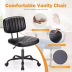 MAYEERTY Chaise de Bureau sans Accoudoirs en Cuir PU Pivotante à 360° Réglable en Hauteur 17.71-21.45