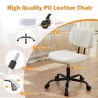 MAYEERTY Chaise de Bureau sans Accoudoirs en Cuir PU Pivotante à 360° Réglable en Hauteur 17.71-21.45