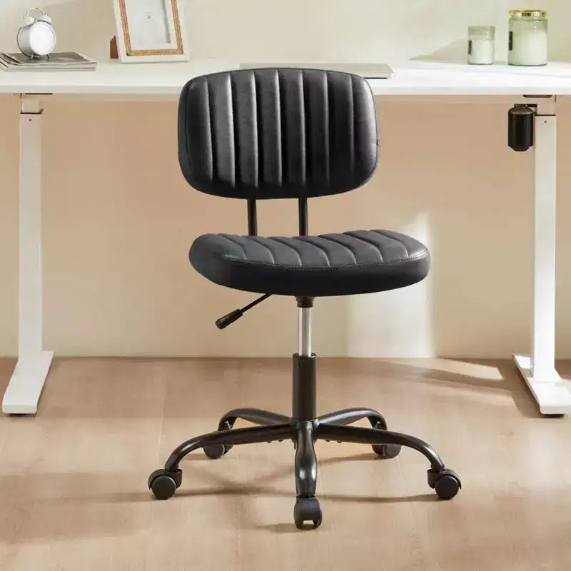 MAYEERTY Chaise de Bureau sans Accoudoirs en Cuir PU Pivotante à 360° Réglable en Hauteur 17.71-21.45
