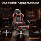 MAYEERTY Chaise de gaming Chaise de bureau ergonomique avec repose-pieds Soutien lombaire confortable en cuir PU Inclinable avec appuie-tête Accoudoir fixe
