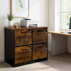 Meuble de classement vertical en bois à 4 tiroirs avec serrure, avec barre de suspension, support d'imprimante pour bureau ou salle d'étude, pour dossiers de format Lettre/A4/Légal