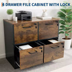 Meuble de classement vertical en bois à 4 tiroirs avec serrure, avec barre de suspension, support d'imprimante pour bureau ou salle d'étude, pour dossiers de format Lettre/A4/Légal