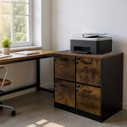 Meuble de classement vertical en bois à 4 tiroirs avec serrure, avec barre de suspension, support d'imprimante pour bureau ou salle d'étude, pour dossiers de format Lettre/A4/Légal