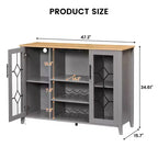 Meuble de bar à vin COZONY avec lumières LED, meuble à liqueurs moderne avec support en verre et porte-bouteilles, buffet de rangement pour café pour salle à manger