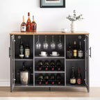 Meuble de bar à vin COZONY avec lumières LED, meuble à liqueurs moderne avec support en verre et porte-bouteilles, buffet de rangement pour café pour salle à manger
