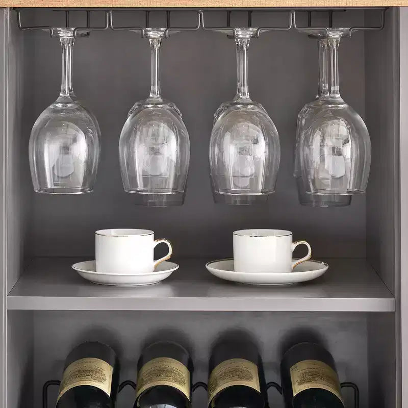 Meuble de bar à vin COZONY avec lumières LED, meuble à liqueurs moderne avec support en verre et porte-bouteilles, buffet de rangement pour café pour salle à manger