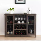 Meuble de bar à vin COZONY avec lumières LED, meuble à liqueurs moderne avec support en verre et porte-bouteilles, buffet de rangement pour café pour salle à manger