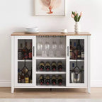 Meuble de bar à vin COZONY avec lumières LED, meuble à liqueurs moderne avec support en verre et porte-bouteilles, buffet de rangement pour café pour salle à manger