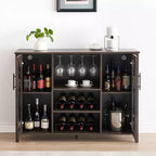 Meuble de bar à vin COZONY avec lumières LED, meuble à liqueurs moderne avec support en verre et porte-bouteilles, buffet de rangement pour café pour salle à manger