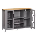Meuble de bar à vin COZONY avec lumières LED, meuble à liqueurs moderne avec support en verre et porte-bouteilles, buffet de rangement pour café pour salle à manger