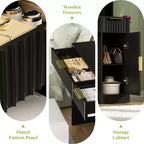 Coiffeuse Besiost avec miroir et 3 lumières de couleur, coiffeuse avec tiroirs