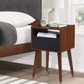 COZONY Charging Side Table End Table with USB Outlets, Power Sockets, Storage Drawer, Solid Wood Legs for Living Room Bedroom
