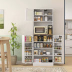 Meuble de cuisine haut de 66,5 po avec étagères réglables pour salle à manger, meuble de cuisine, meuble à micro-ondes