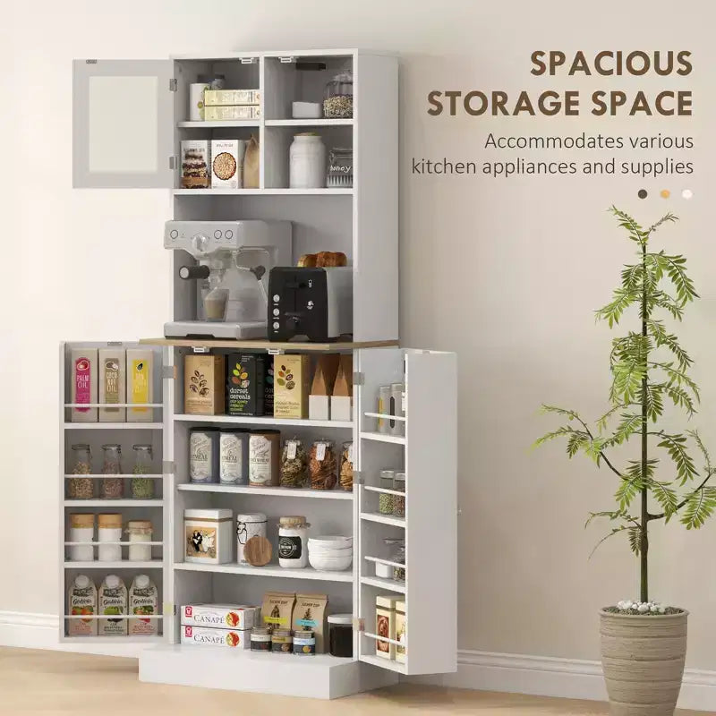 Meuble de cuisine haut de 66,5 po avec étagères réglables pour salle à manger, meuble de cuisine, meuble à micro-ondes
