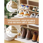 GustoWave Meuble à Chaussures Étroit avec 4 Tiroirs Rabattables et Étagère Ouverte, Organisateur de Chaussures Autoportant en Bois avec Étagères