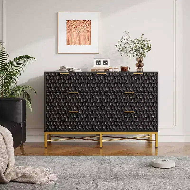 Commode de chambre à coucher, commode en bois à 7 tiroirs avec tiroirs profonds et plateau large, commodes de rangement modernes et coffres à tiroirs pour couloir, entrée