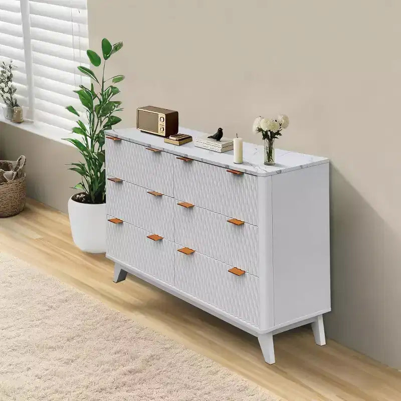 Tiroirs de rangement, commode six tiroirs de 137 cm, coiffeuse de chambre à coucher avec plateau en imitation marbre pour chambre à coucher, salon, entrée