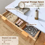 Tiroirs de rangement, commode six tiroirs de 137 cm, coiffeuse de chambre à coucher avec plateau en imitation marbre pour chambre à coucher, salon, entrée