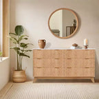 Storage drawers, 54-inch six-drawer chest, bedroom dressing table with imitation marble top for bedroom living room entryway