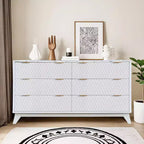 Tiroirs de rangement, commode six tiroirs de 137 cm, coiffeuse de chambre à coucher avec plateau en imitation marbre pour chambre à coucher, salon, entrée