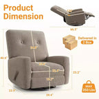 Fauteuil inclinable GustoWave, Fauteuil à bascule pivotant à 360° pour adultes avec dossier et repose-pieds réglables, Fauteuil confortable en velours côtelé, Rose