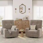 Fauteuil inclinable GustoWave, Fauteuil à bascule pivotant à 360° pour adultes avec dossier et repose-pieds réglables, Fauteuil confortable en velours côtelé, Rose